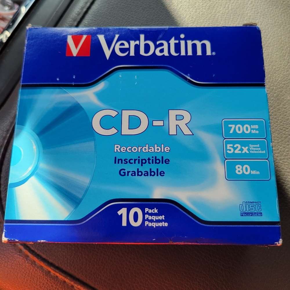 Verbatim CD-R Discs 700MB/80min 52x w/Slim Jewel Cases Silver 10/Pack 94935